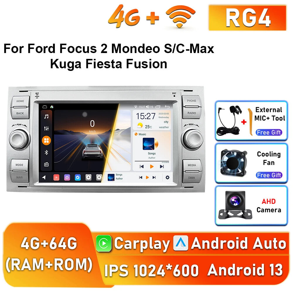for Ford Focus 2 Mondeo S/C-MAX Kuga Fiesta Fusion Car Radio CarPlay Auto Player