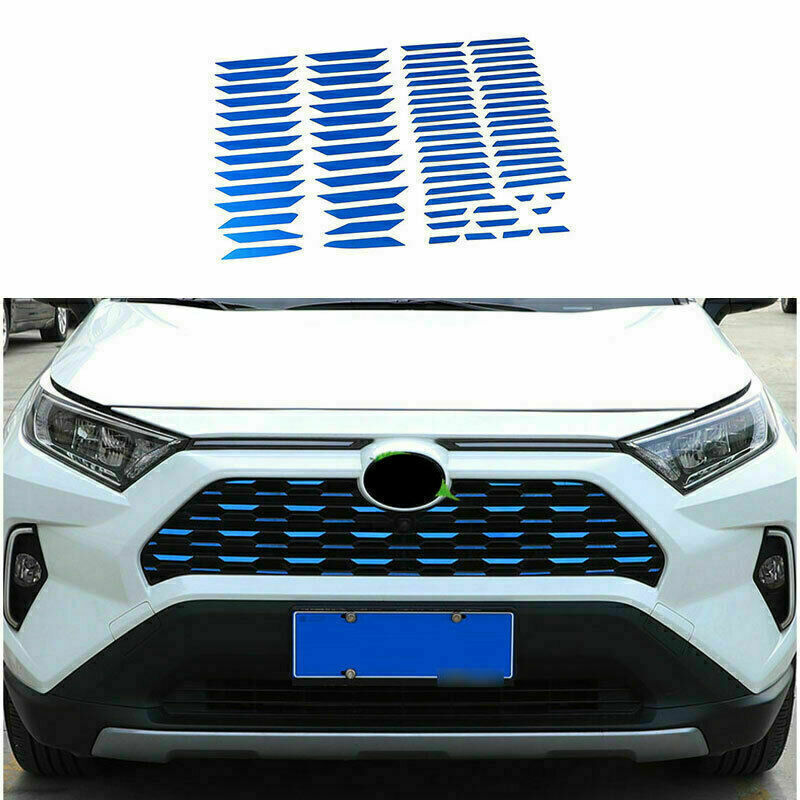 for Toyota RAV4 19-2024 Blue Look Front Center Mesh Grille Grill Decals Trim Kit