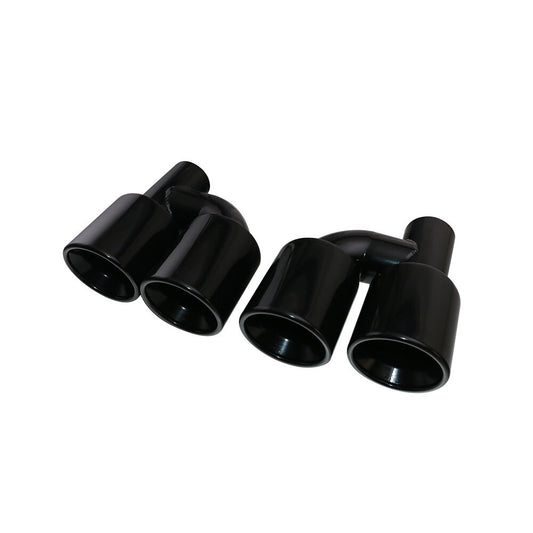 2PCS 2.5'' ID 3.5'' OD Black Exhaust Pipe Tips Universal Fit For Dual Tip H-type