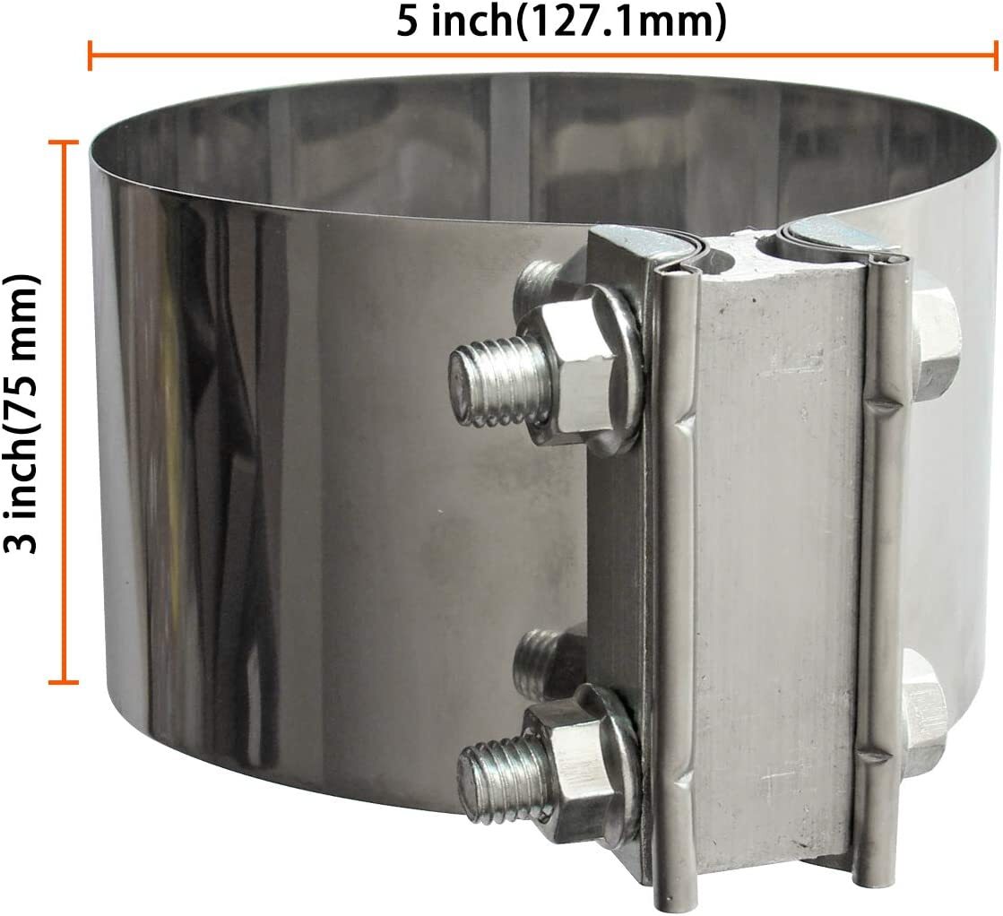 5-inch stainless steel exhaust clip connector with 5-inch muffler clip
