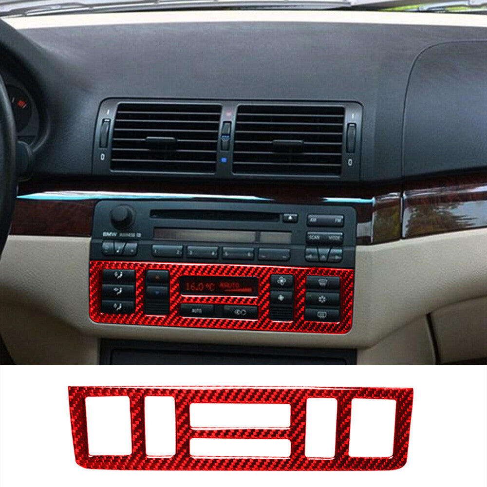 Red Carbon Fiber Central Console Sticker Trim for BMW 3 Series E46 1998-05