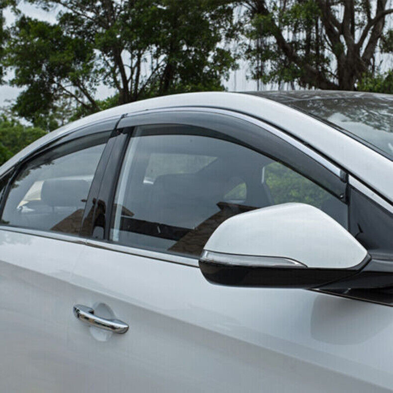 4x for Hyundai Sonata 15-19 W/Chrome Window Visor Vent Shade Sun Rain Guard Trim