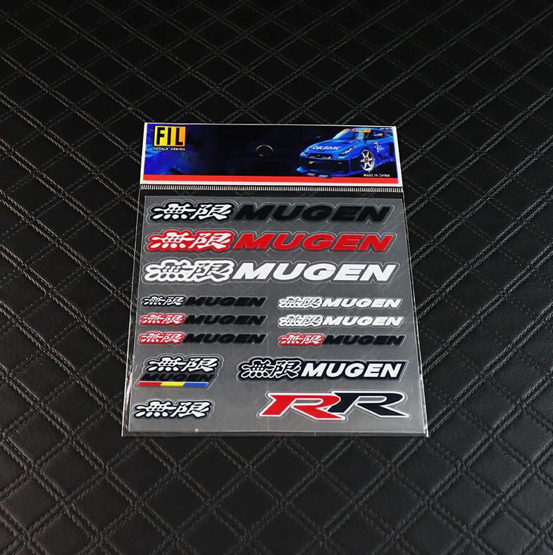 13-Piece Car Reflective Sticker Set, Badge Decals, Vynil, for Mugen Universal
