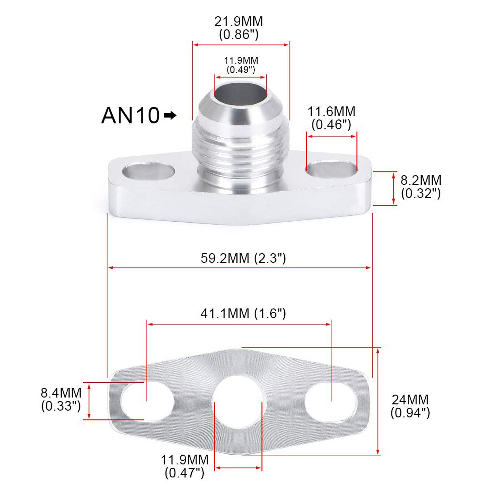 AN10 Turbo Oil Return Drain Aluminum Flange Adapter Kit for GT28 GT30 GT35 T25