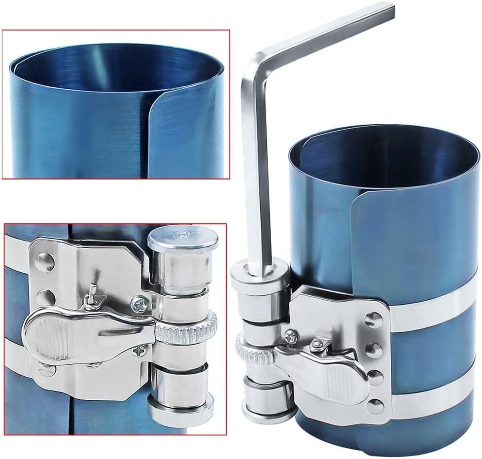 Piston Ring Compressor Adjustable Ratchet Piston Installer Tool Removal Tool