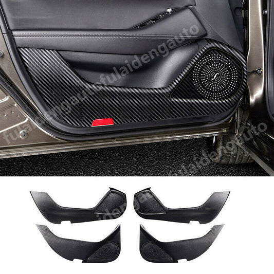 for Mazda 6 Atenza 2019-2021 Carbon Fiber Leather Inner Door Anti-Kick Trims PU
