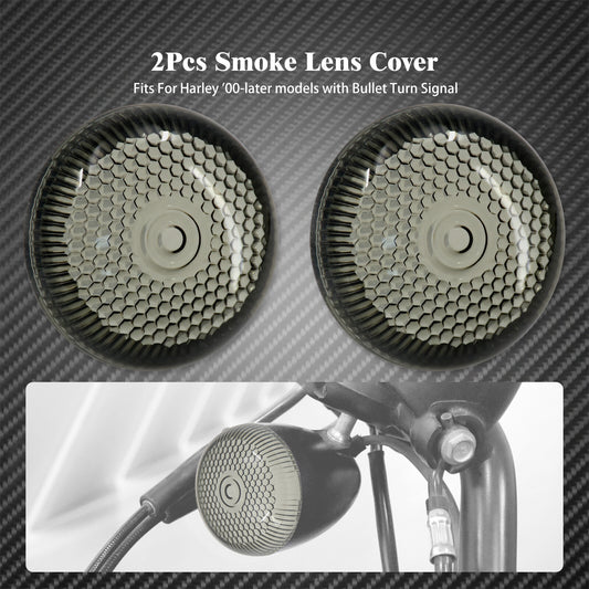 2x Smoke Bullet Turn Signals Light Lens Cover Fit for Harley FLRT FLTRX 2000-23