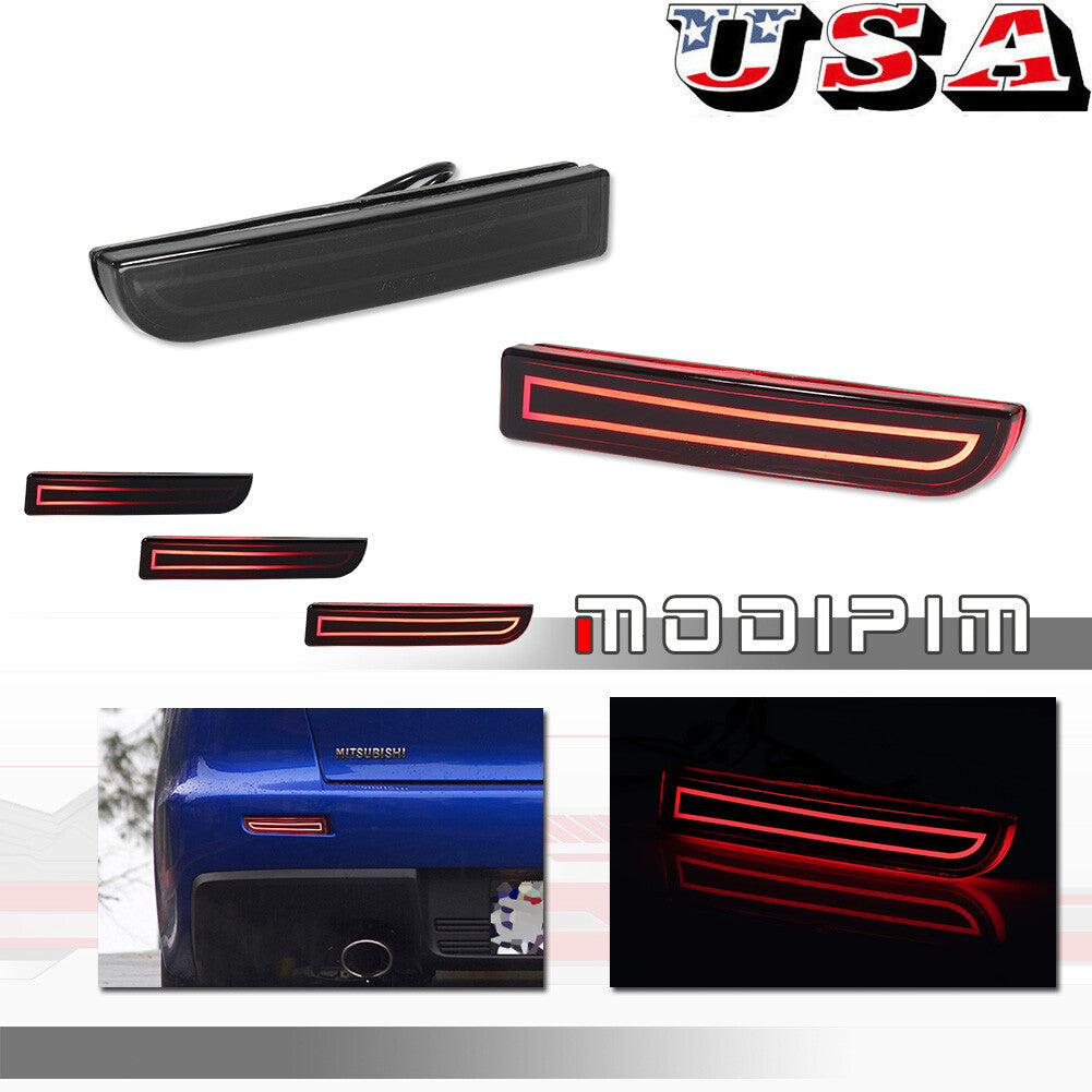 2 LED bumper reflectors for Mitsubishi Lancer Evo smoke brake turn signals