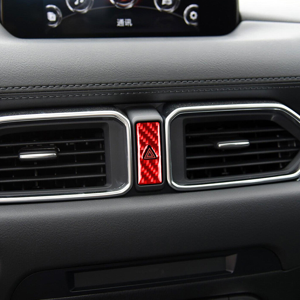 Red Carbon Fiber Warning Light Lamp Decorative Trim Fit for Mazda CX-5 2017-2021