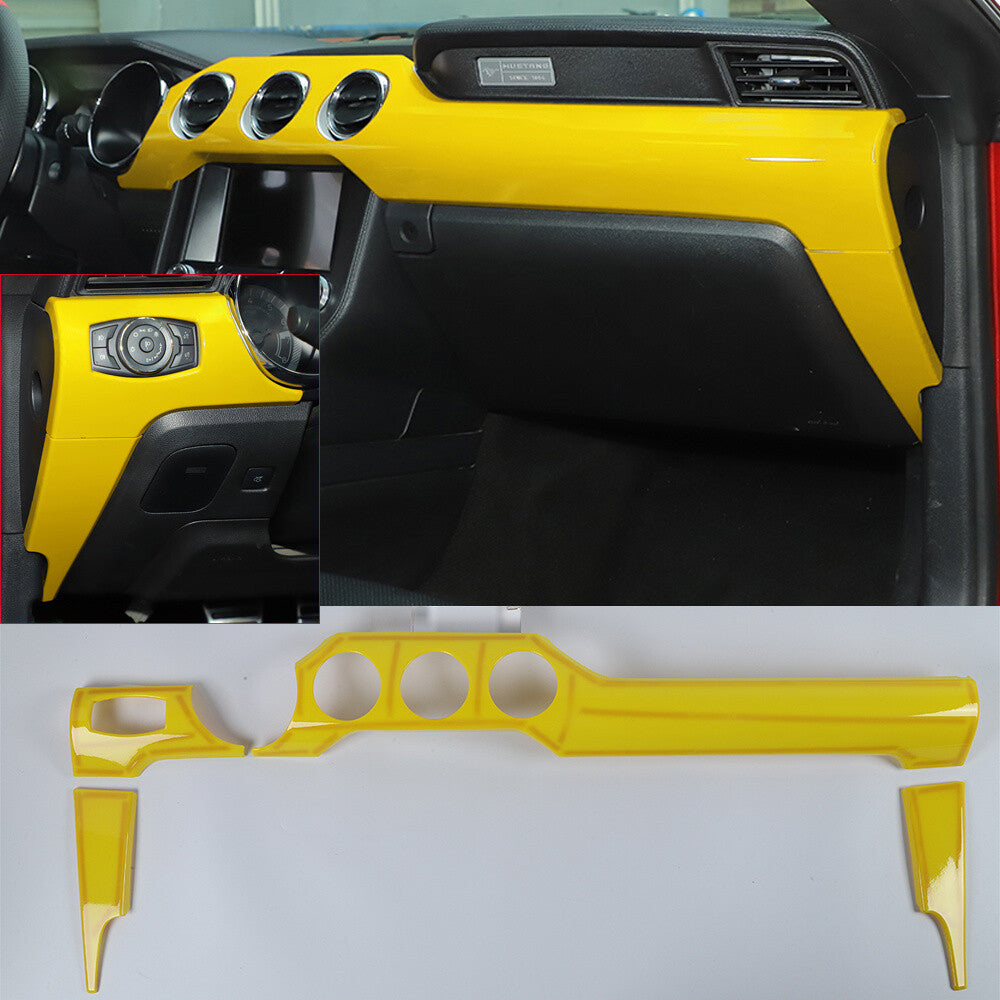 4¡Á Yellow ABS Center Console Dashboard Panel Trim Fit for Ford for Mustang 2015-2022