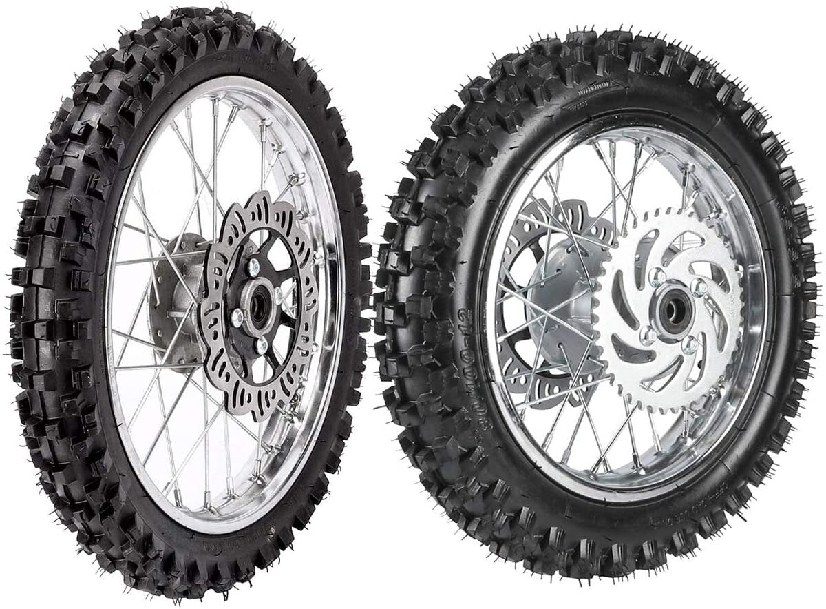 14-inch and 12-inch front and rear tire and rim assembly for SSR Apollo 125cc Dirt Pit bicycle