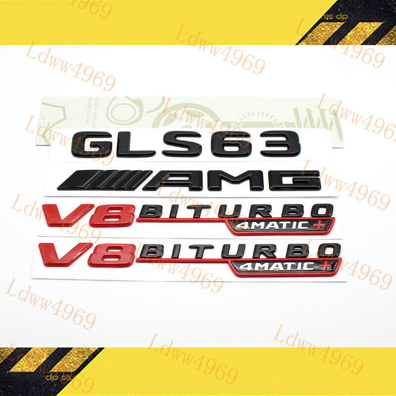 2017 GLS63 AMG V8 BITURBO Badge for X166/X167 GLS63, Full Set in Black and Red