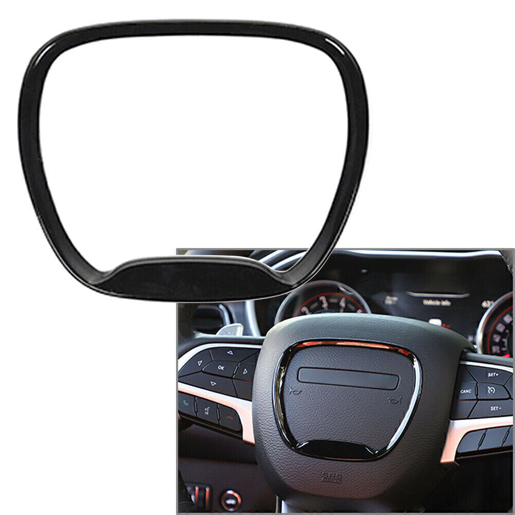 Glossy Black Steering Wheel Center Trim Ring Fit for Dodge for Challenger /Charger 15-19