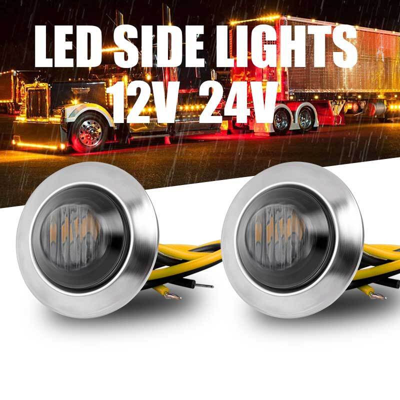 50X 3/4 Marker Lights LED Truck Trailer RV Round Side Bullet Light Amber Lamps