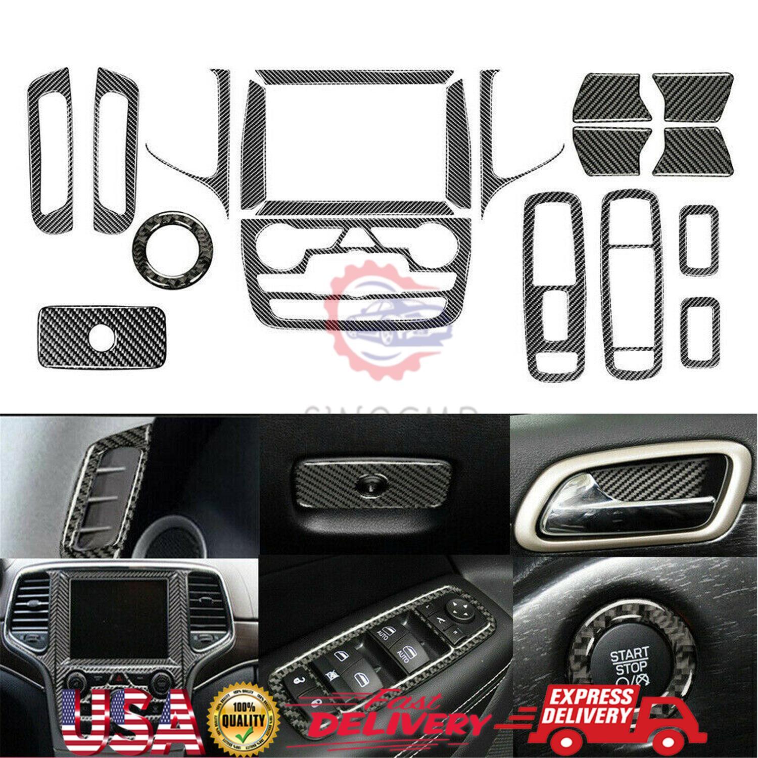 19Pc Carbon Fiber Full Interior Kit Cover Trim For 2011-2020 for Jeep Grand Cherokee