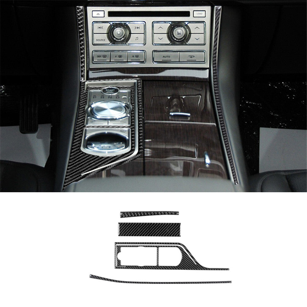 4Pcs Center Console Frame Trim Cover Decor Carbon Fiber for Jaguar XF 2009-2011