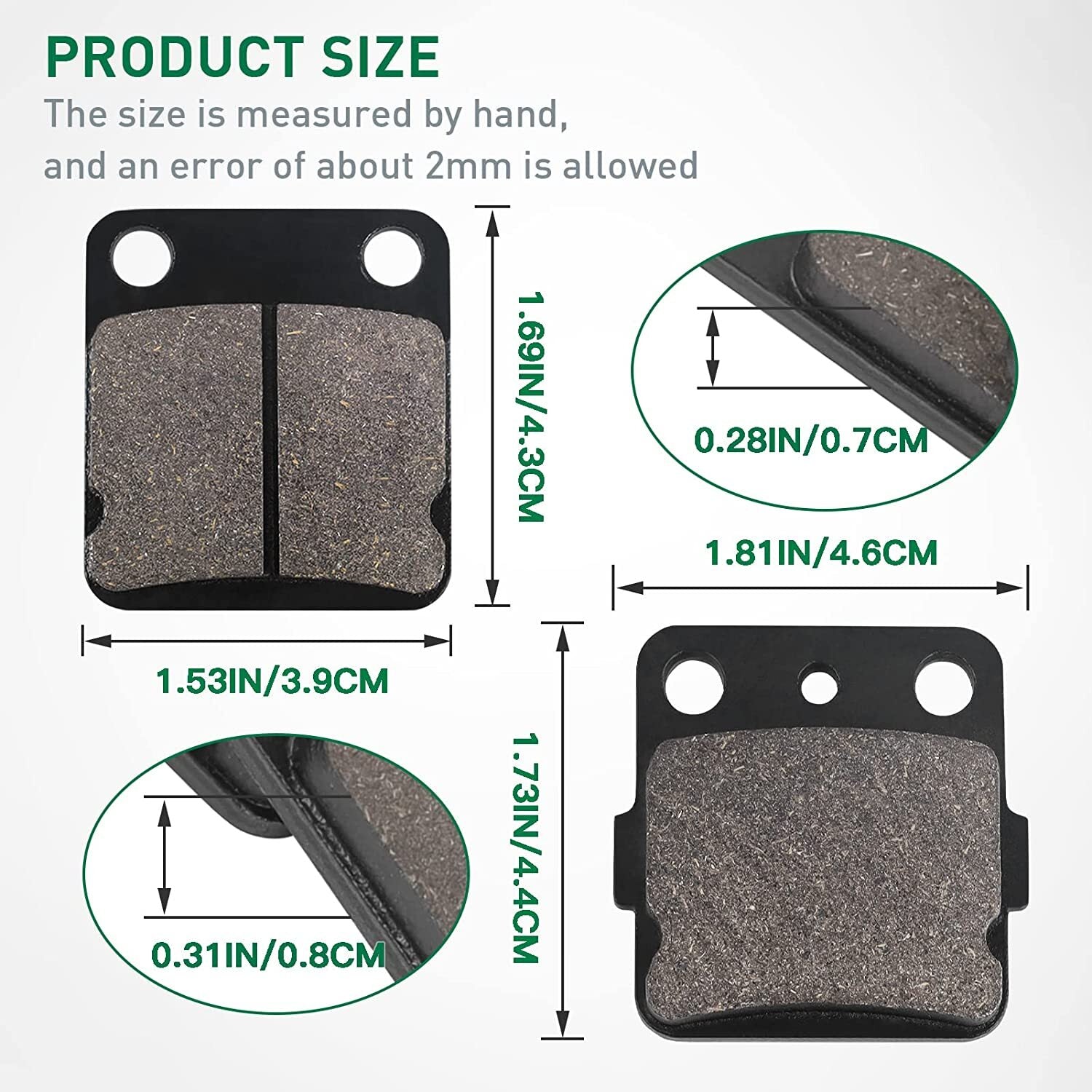Front Rear Brake Pads for Yamaha Banshee 350 1990-2006 Warrior 350 1989-2004