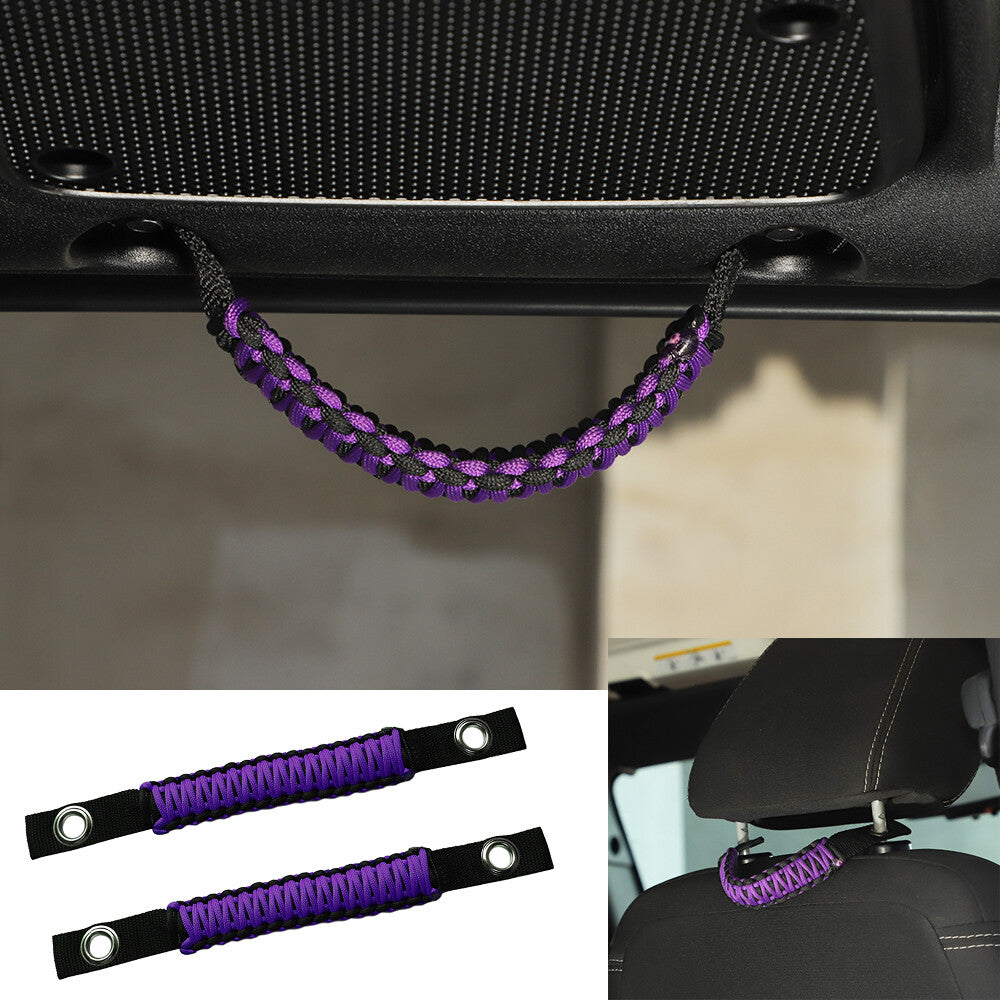 Headrest Top Roll Bar Grab Handles Grip for Jeep for Wrangler YJ TJ JK JL JT¡Á2Purple