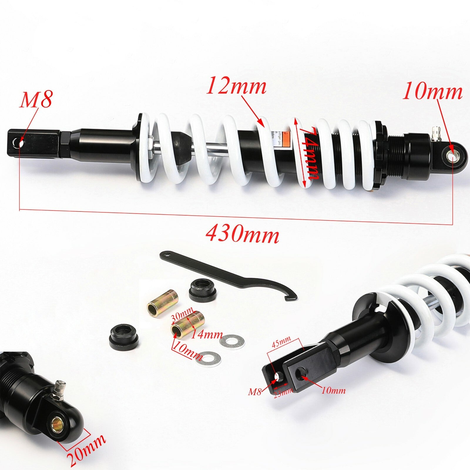 430mm 17-inch rear shock absorber for Pit Dirt bicycles and all-terrain vehicles, Apollo Taodao SSR