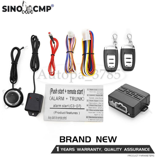 Car Engine Ignition Push Button Remote One Key Start Alarm System Security Kit