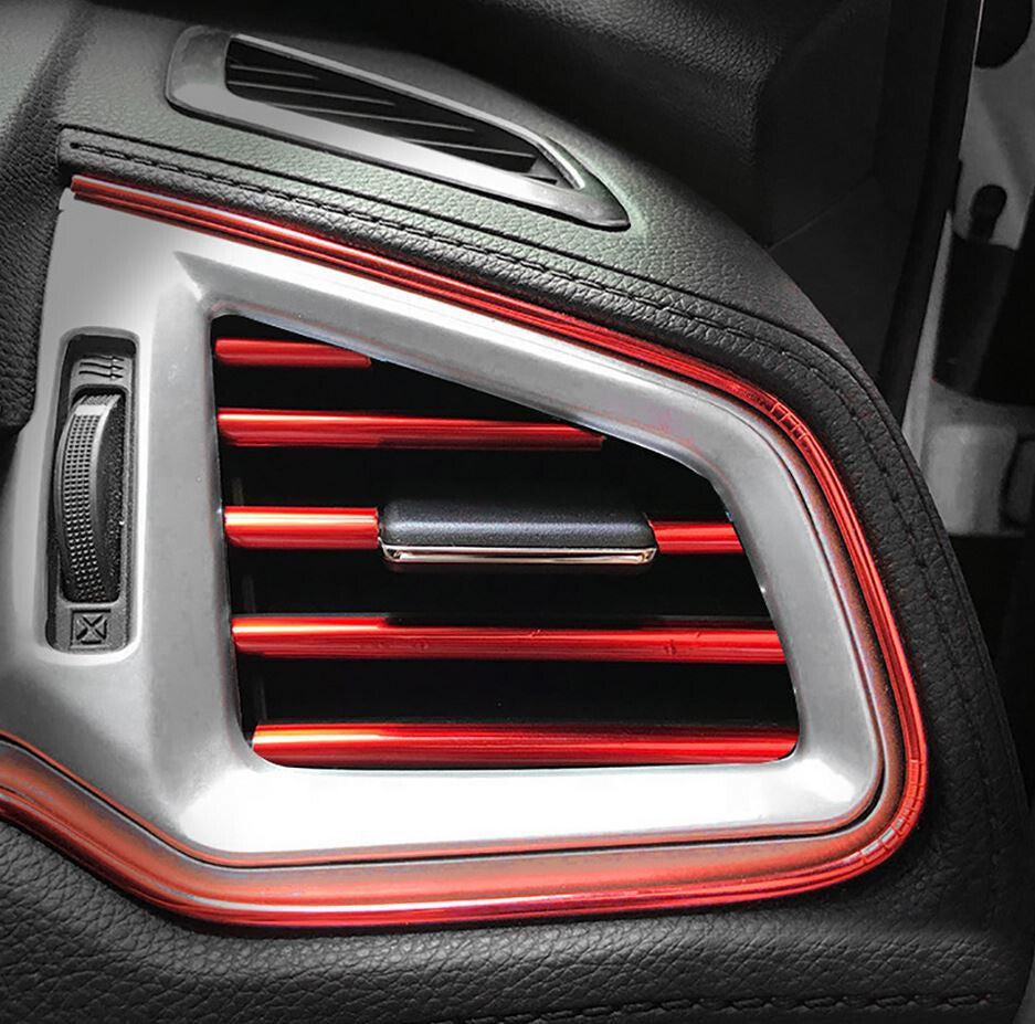 10-piece car air conditioning socket decorative molding trim strip in red for Cadillac