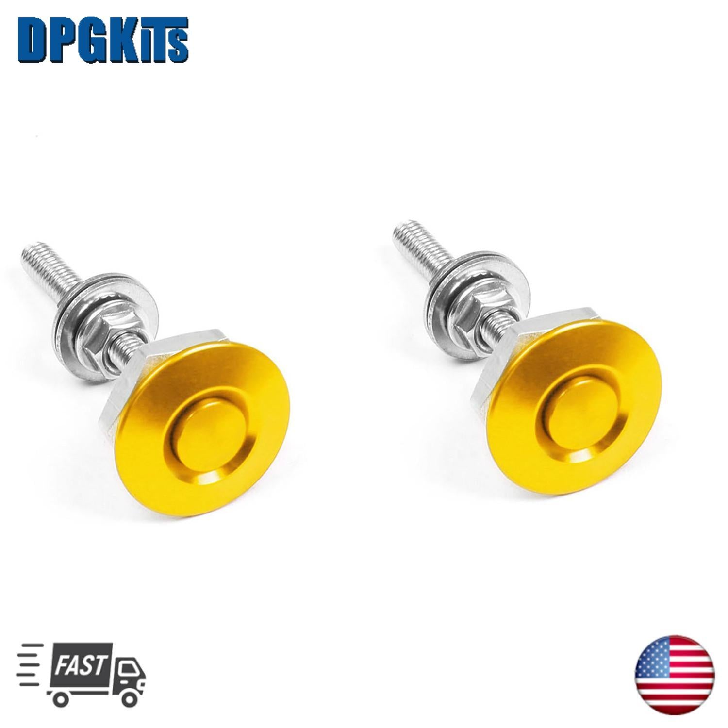 2PCS Alum Bumper Quick Release Fasteners for Car Trunk Fender Hatch Lid Yellow