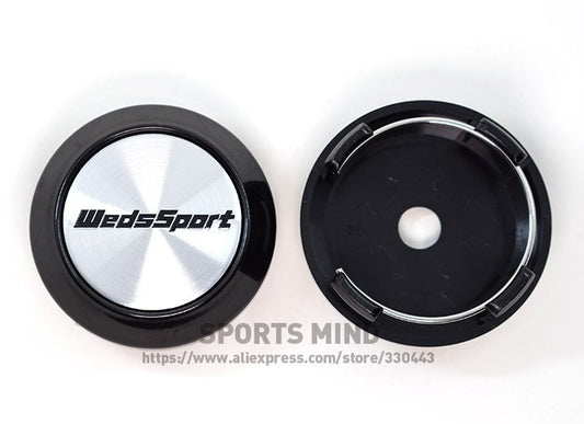 4-Piece Set of 64mm Weds Sport Silver Wheel Center Caps, Hub Caps, Badges TE37