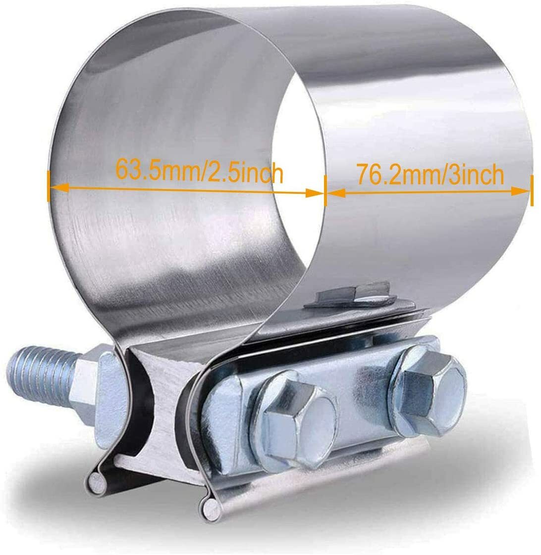 2.5-inch (2 1/2-inch) Butt Connector with Clamp, Stainless Steel, 2-Pack