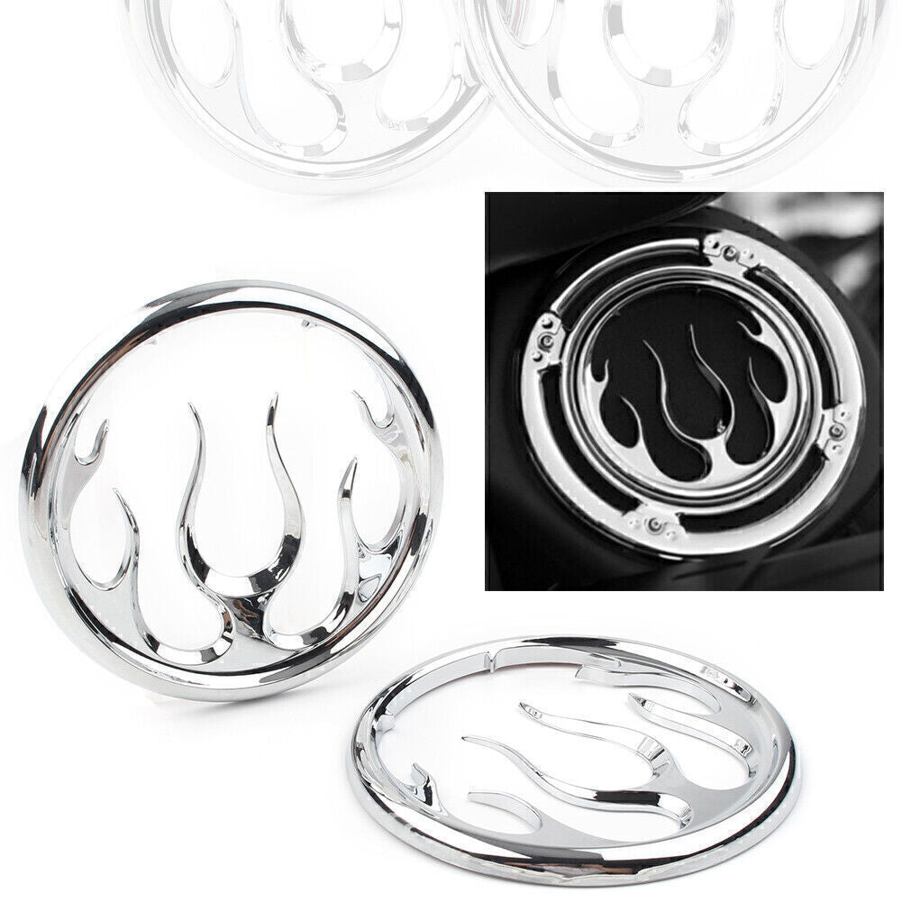 Chrome Flame Speaker Grill Accent Trim Cover for Harley Electra Street Glide Tri
