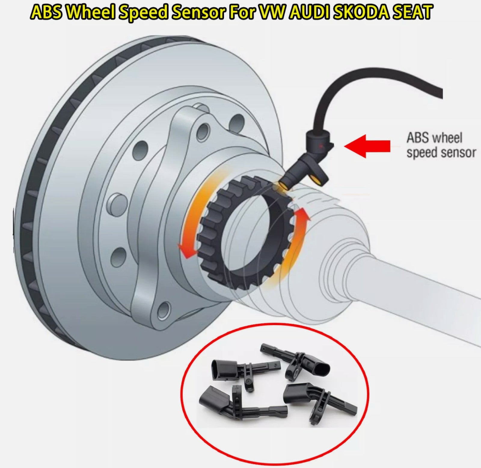 4PCS ABS Wheel Speed Sensor for VW for Golf for Jetta for Passat for Tiguan WHT003856/7/8/9