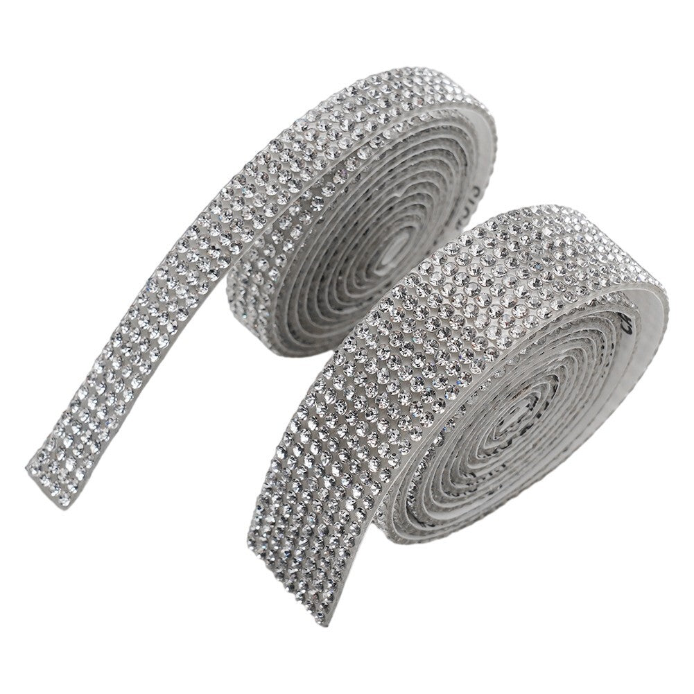 90cm Silver Practical Rhinestone Diamond Crystal Sparkling Decorative Stickers for Car Clothing