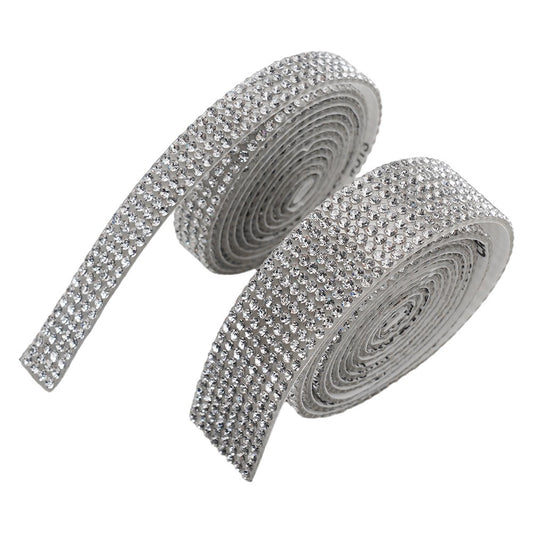 90cm Silver Practical Rhinestone Diamond Crystal Sparkling Decorative Stickers for Car Clothing