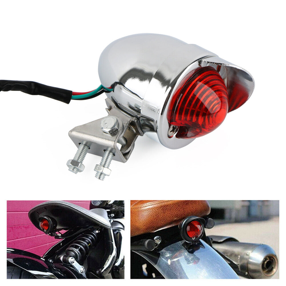 Motorcycle LED taillight brake taillight stop chrome for Bobber Cafe Racer