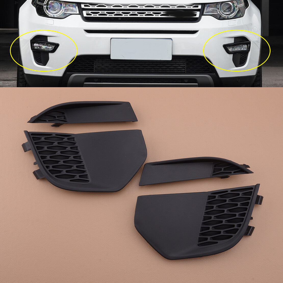 Front Pair Fog Light Cover Trim Fit for Land Rover Discovery Sport 15-19