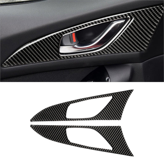2X Carbon Fiber Door Handle Panel Cover Trim for Mazda 3 Axela 2014 2017-2018