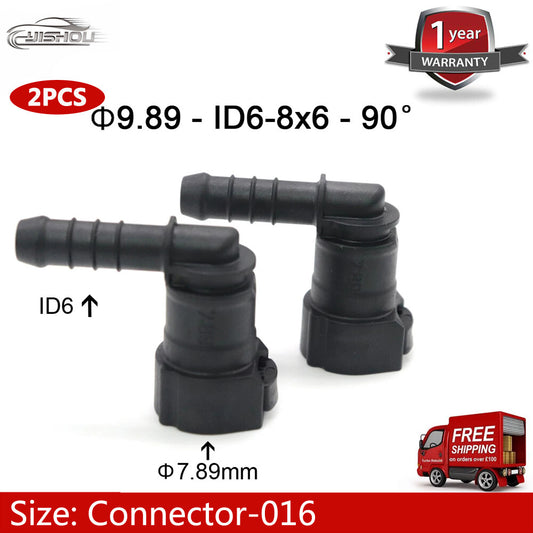 Fuel line hose quick release female connector 2 pieces 9.89 mm 9.89 ID6 8x6 90¡ã
