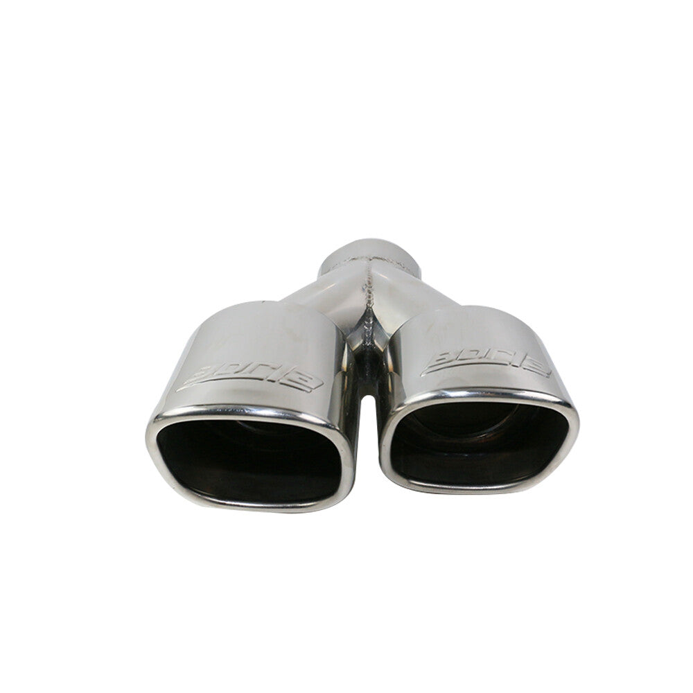 2PCS 67mm Weld-on Dual Exhaust Pipe Tip Muffler Tips Square Tips 2 Outlets
