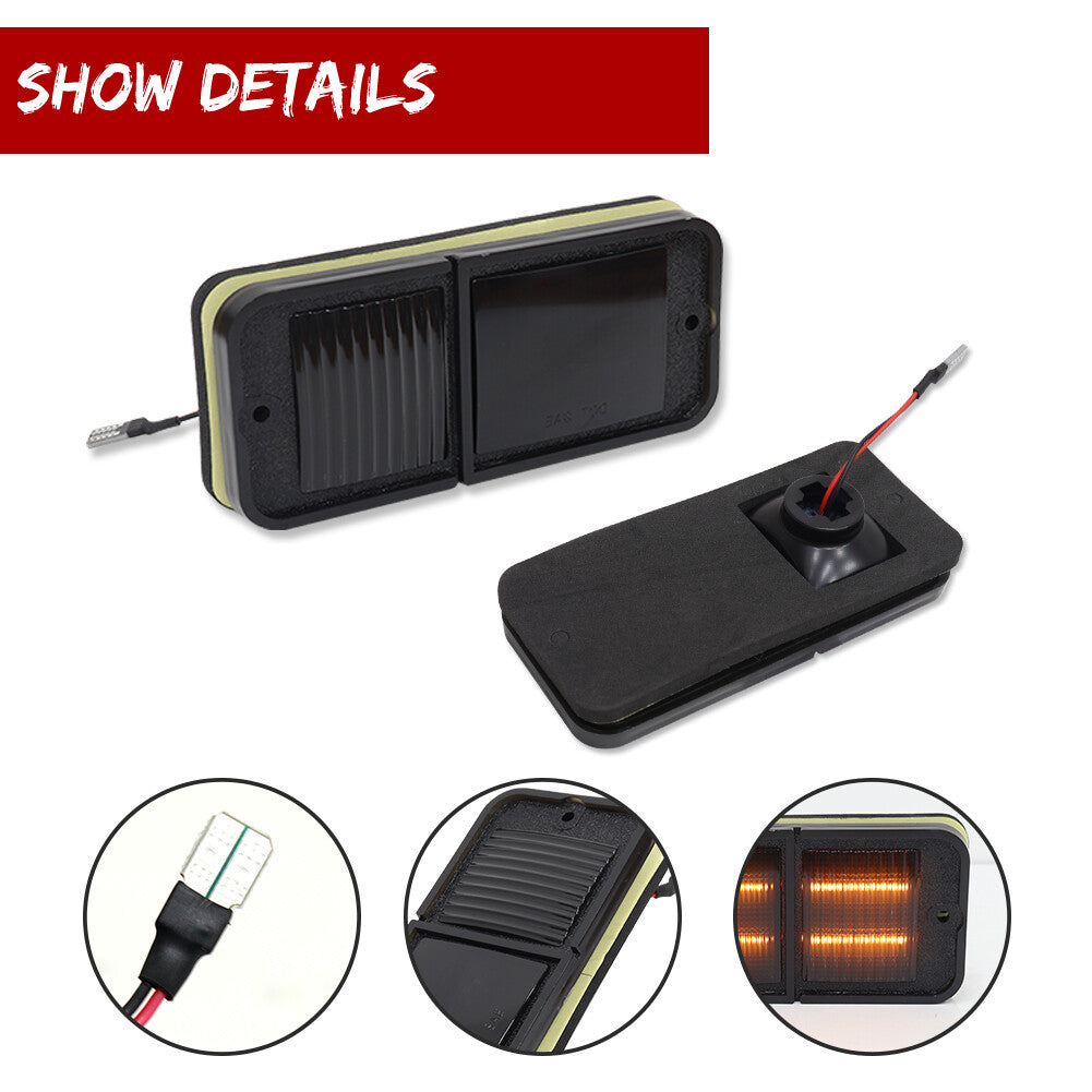 All-new Amber LED Front Luxury Side Marker Light Package with Trim for Chevrolet C10s (68-72)