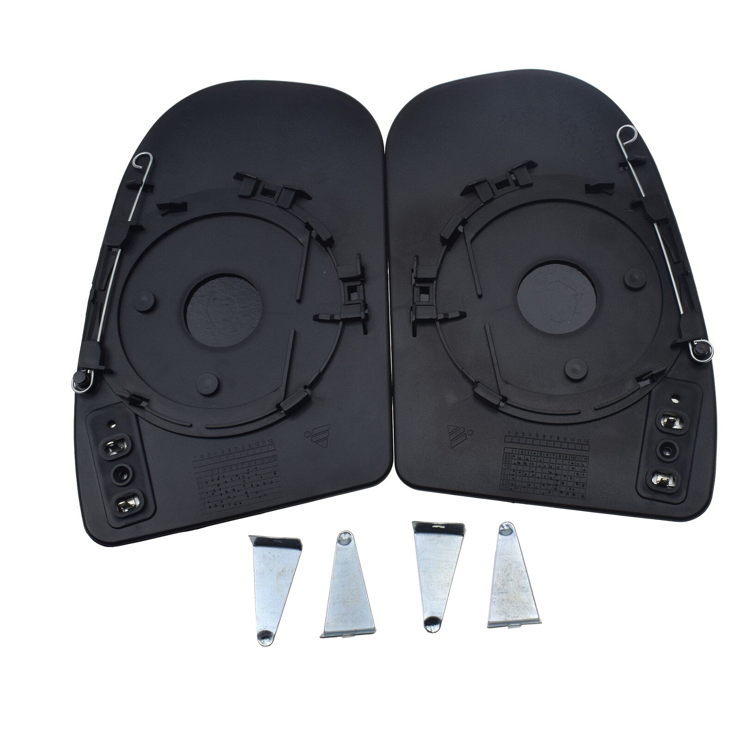 A pair of left and right mirror glass heating strips with backplates suitable for Mercedes C230, C350, E350, E500
