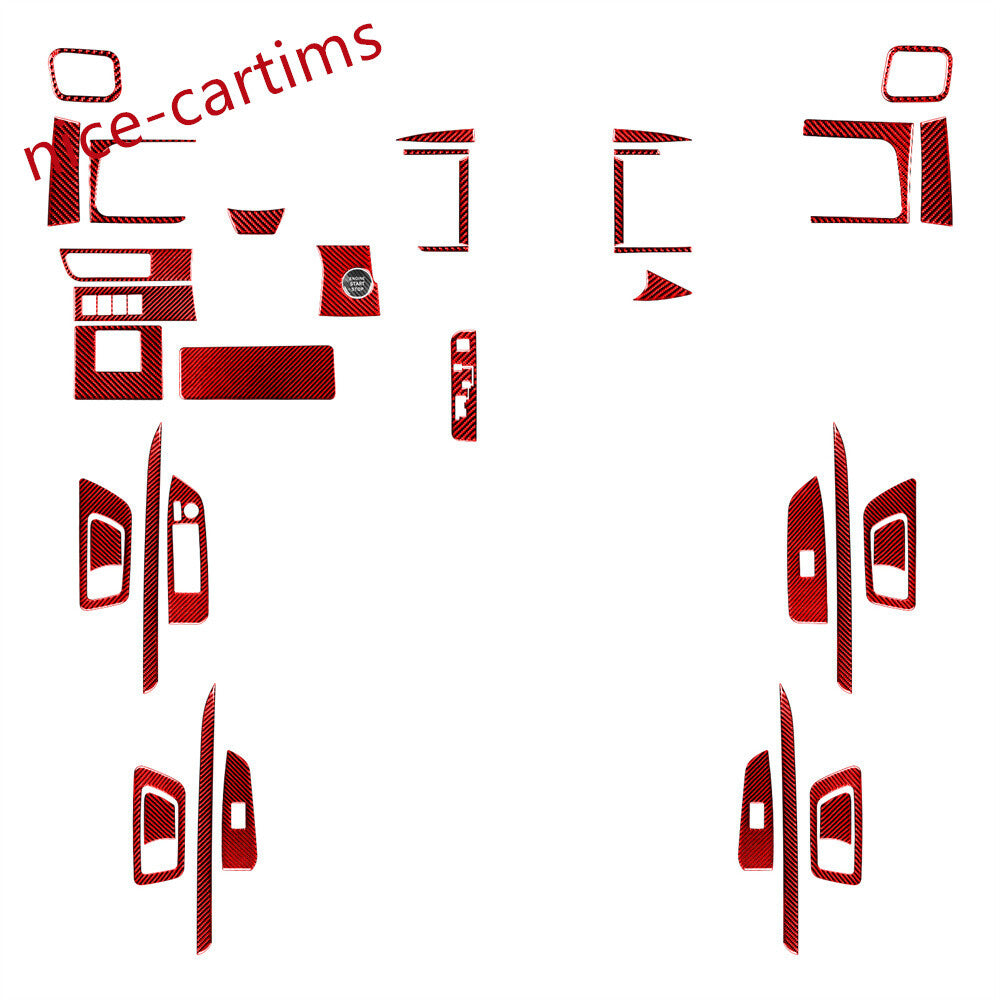 36Pcs Red Carbon Fiber Interior Full Set Trim Kits for Toyot@ Highlander 2014-19