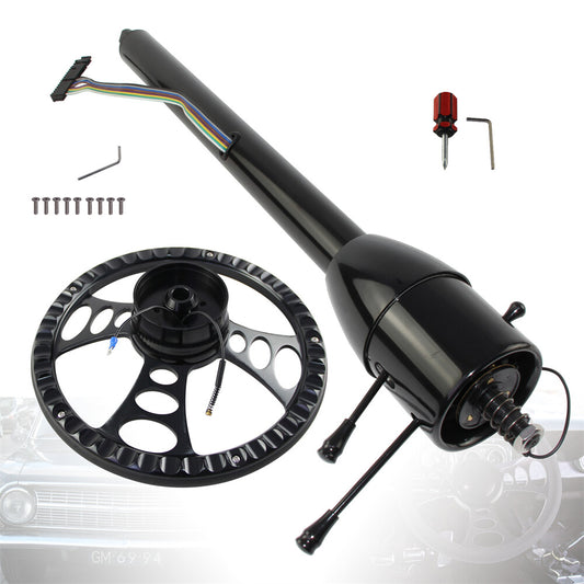 Universal GM 30'' Tilt MT Manual Steering Column w/9 Bolt Steering Wheel Black