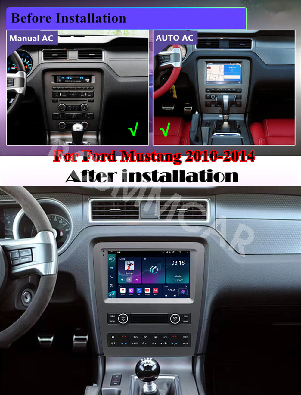 Fit For 2010-2014 for Ford for Mustang Android 13 Car Stereo Radio GPS Navigation Player