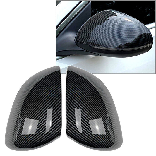 A pair of carbon fiber rearview mirror cap trims for the for Mercedes-Benz C-Class W206 BLK