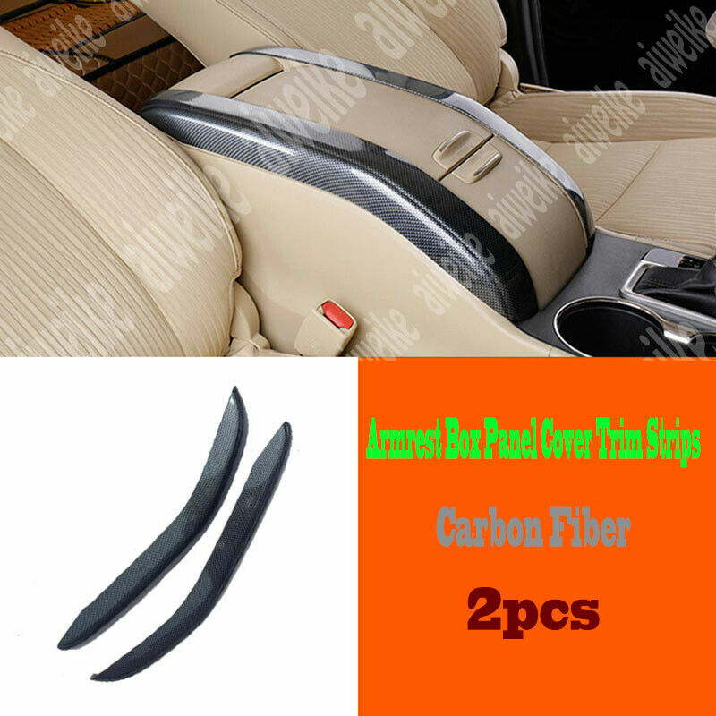 ABS Carbon Fiber Armrest Box Panel Cover Trim Strips for Toyota Highlander 14-19