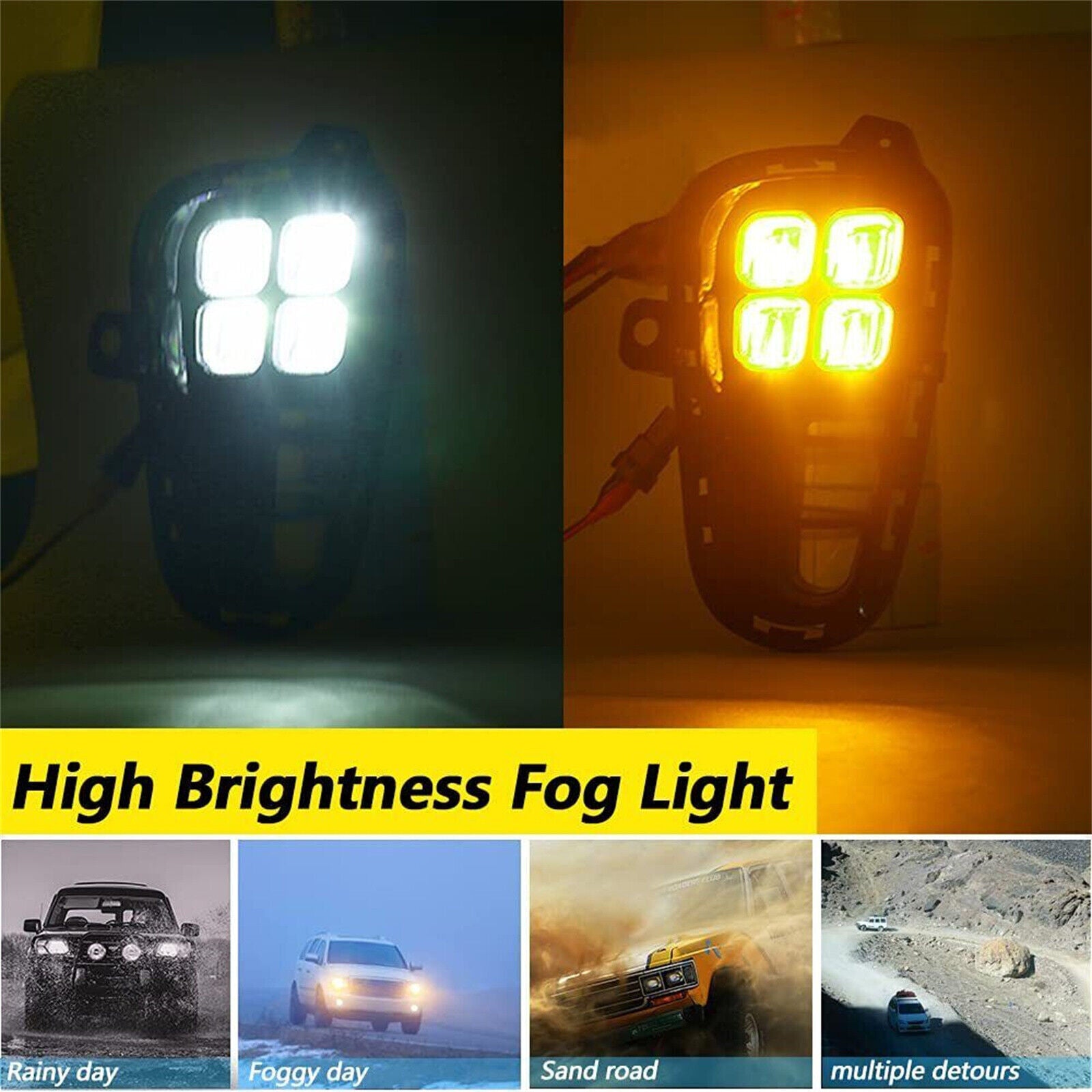 for KIA Rio 2018-2020 4 Eyes LED Daytime Running Fog light DRL w/ Wire Switch
