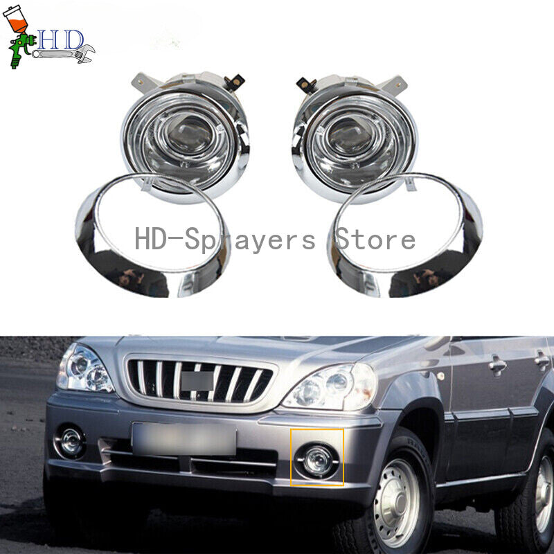 The front bumper, fog lights, and chrome bezel package is suitable for 2001-2004 for Hyundai Terracan 2.5 and 3.5 models.