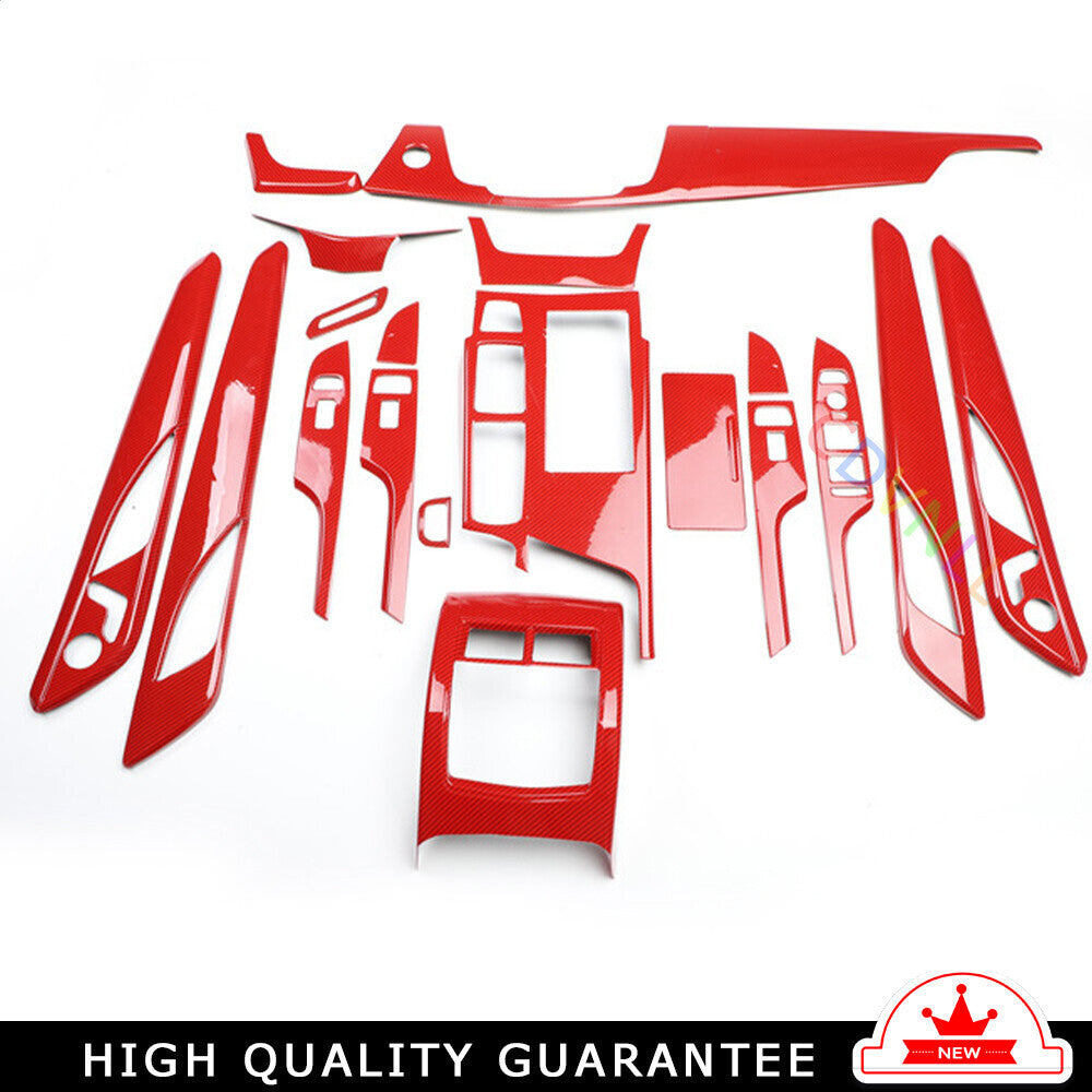 for Cadillac CT6 16-20 Red Carbon Fiber Interior Centre Decoration Full Set Trim