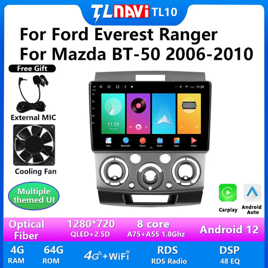 for Mazda BT50 for Ford Ranger 2006-2010 Stereo CarPlay Car Radio Screen GPS Player