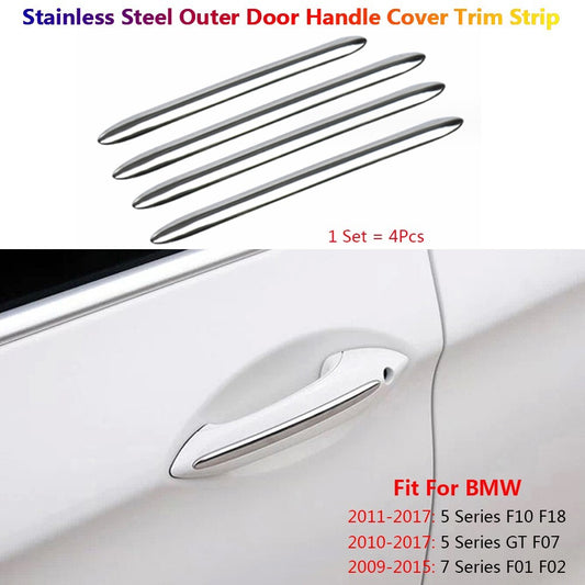 4x Stainless for BMW 5 7 Series F10 F07 F01 Car Exterior Door Handle Cover Trims