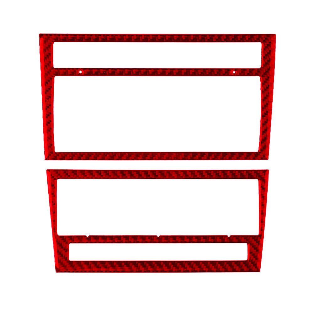 2x Red Central CD Player Frame Panel Trim Carbon Fiber for Audi for A4 S4 2005-2006